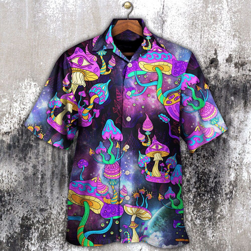 Bohemian Mushroom Hawaiian Shirt Pattern Detail For Summer Holidays And Outdoor Fun