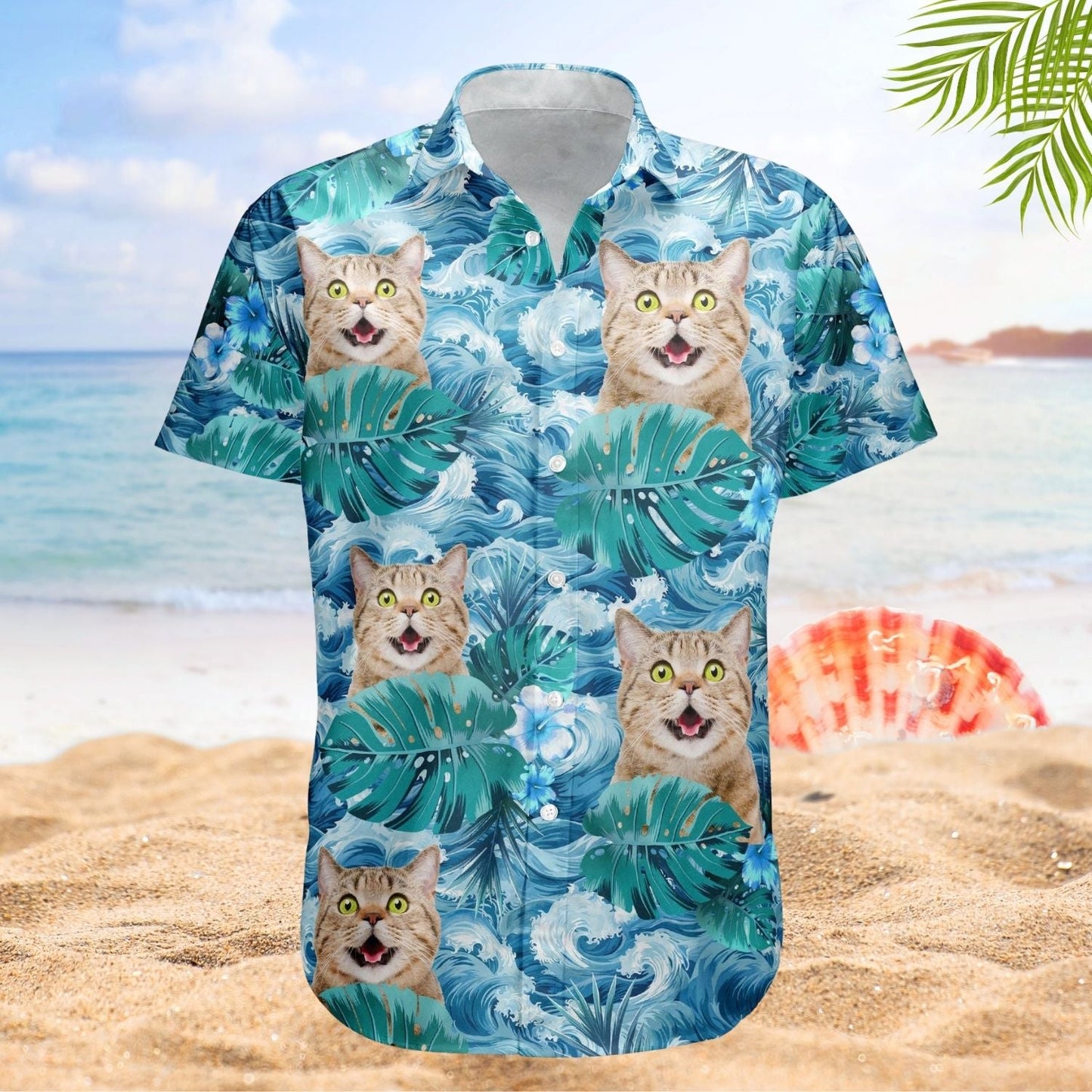 Funny Big Wave Aloha Custom Face Photo Hawaiian Shirt For Warm Weather Outings, Beach Days, And Relaxed Tropical Style