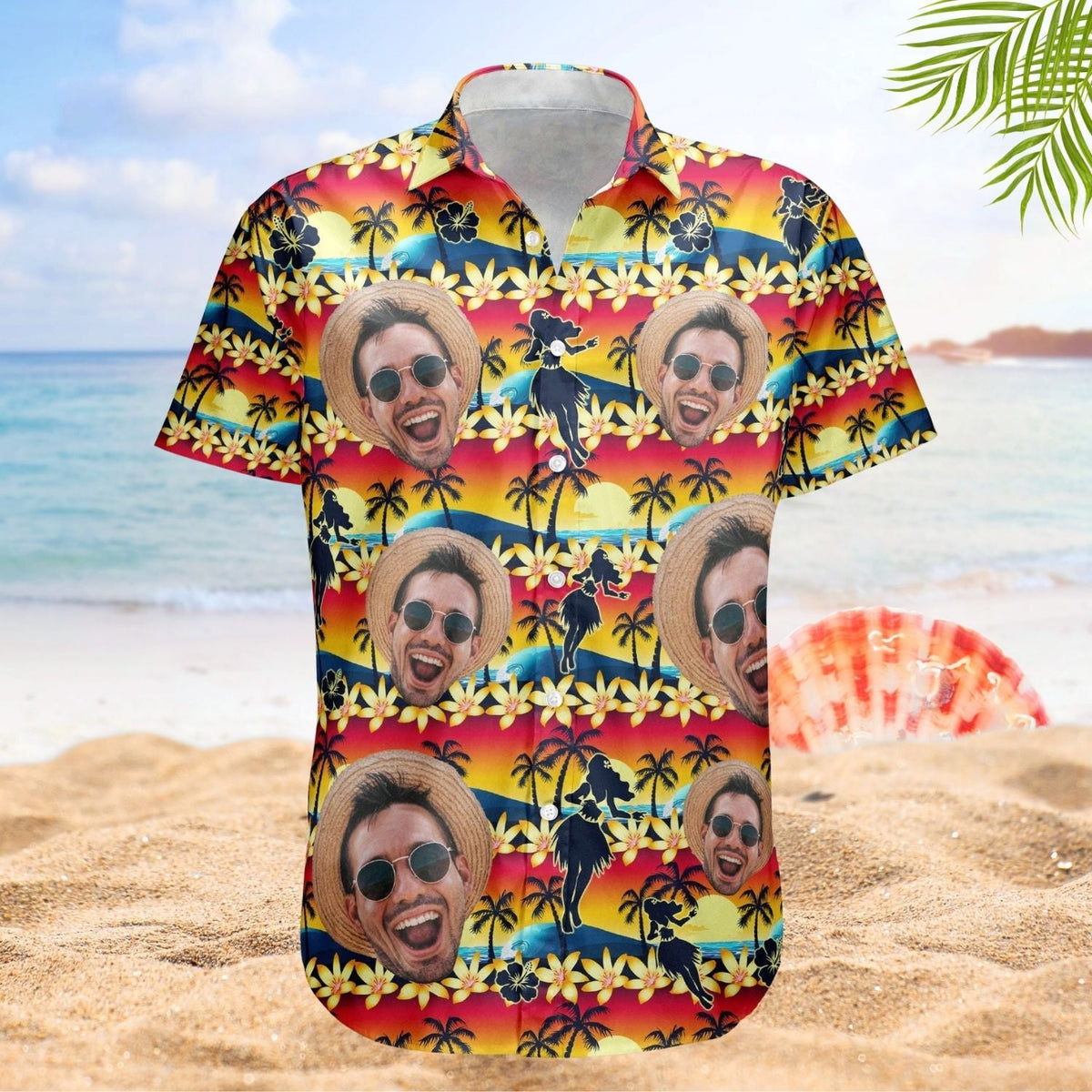 Tropical Sunset Hula Dance Aloha Beach Scene Hawaiian Shirt For Nature Lovers And Coastal Travel