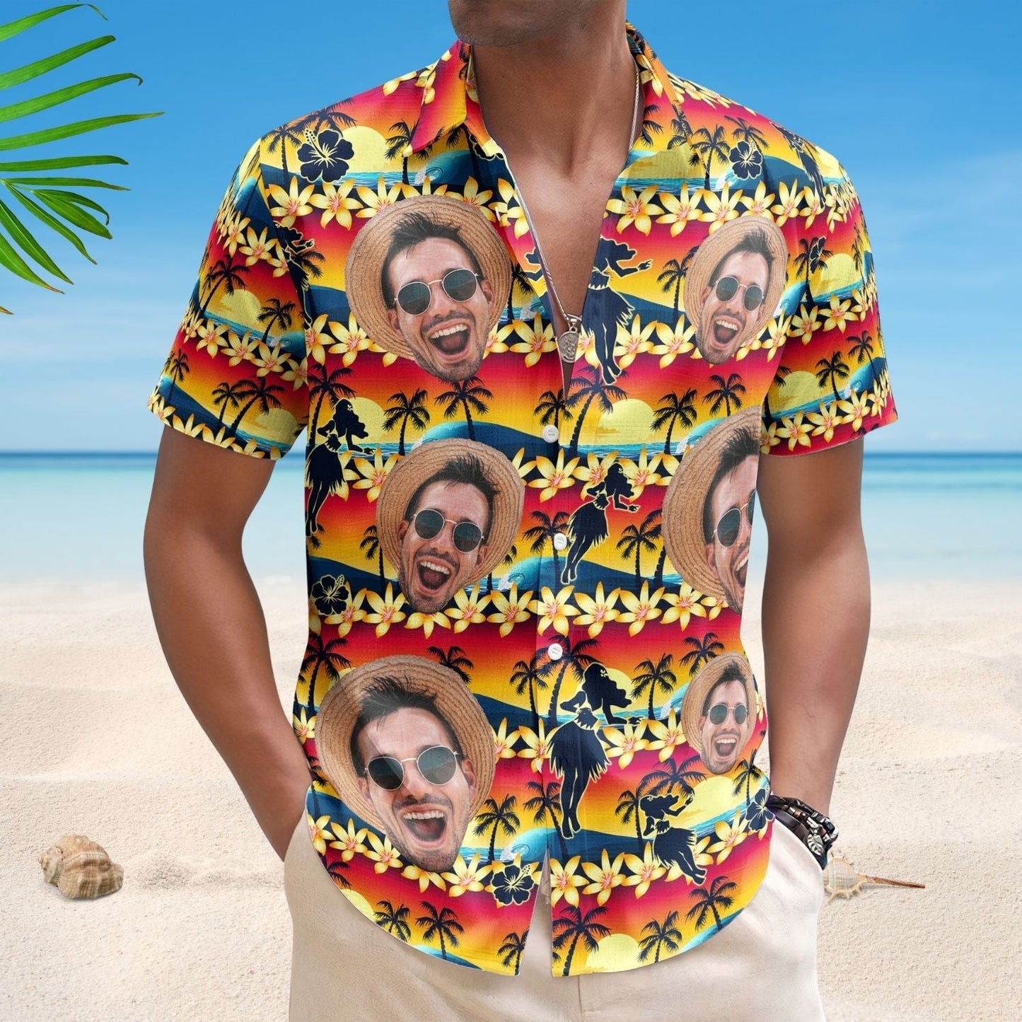 Tropical Sunset Hula Dance Aloha Beach Scene Hawaiian Shirt For Nature Lovers And Coastal Travel
