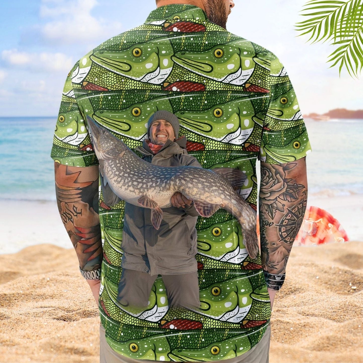 Happy Fish Personalized Fishing Aloha Custom Photo Hawaiian Shirt For Warm Weather Events And Casual Wear