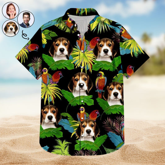 Tropical Funny Beach Vacation Custom Photo Family Hawaiian Shirt For Custom Resort Wear And Summer Trips