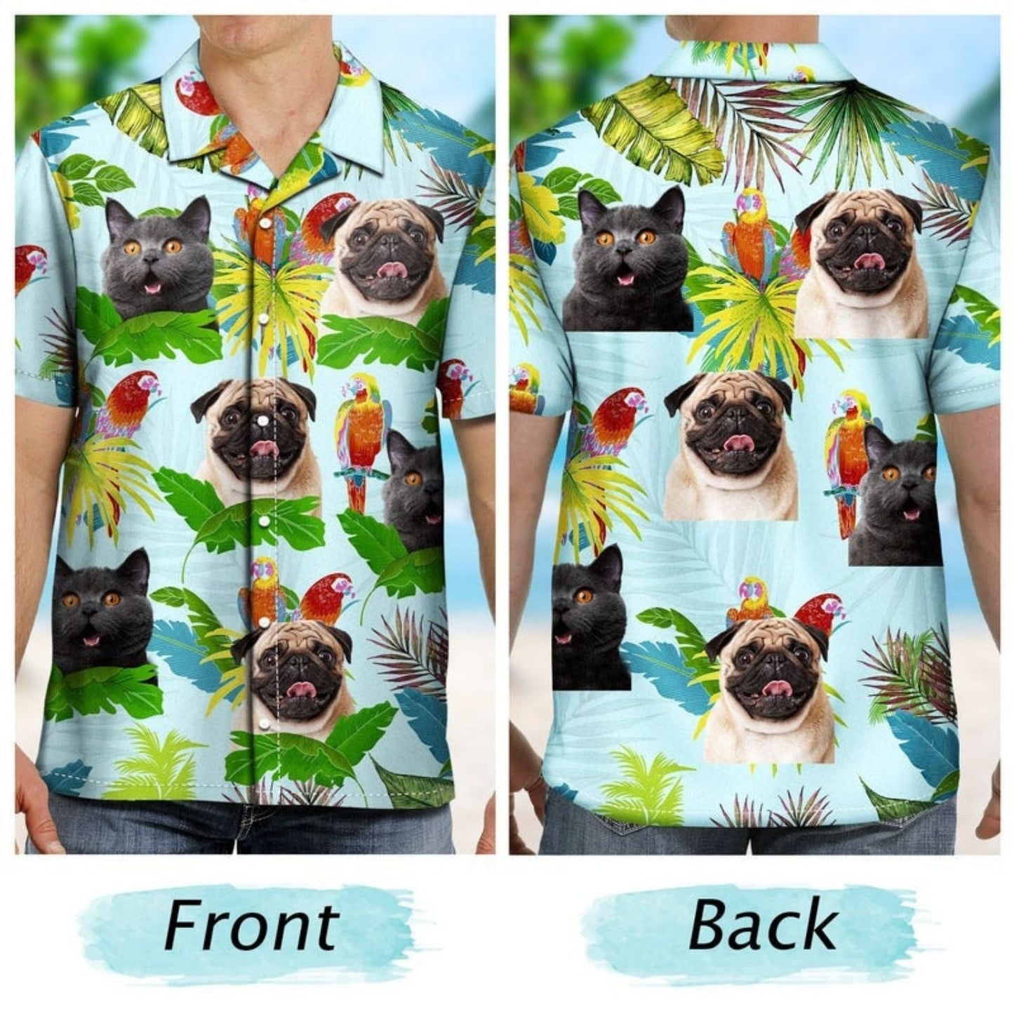Tropical Funny Beach Vacation Custom Photo Family Hawaiian Shirt For Custom Resort Wear And Summer Trips
