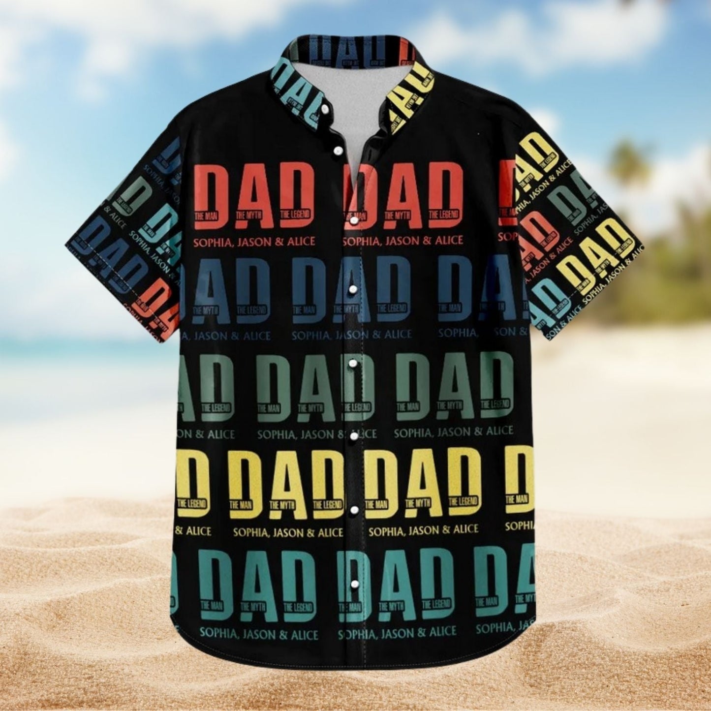 Custom Photo Gift Father Dad Man Myth Hawaiian Shirt For Coastal Travel And Summer Outings