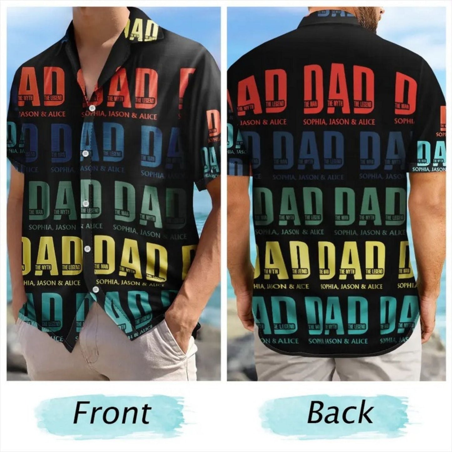 Custom Photo Gift Father Dad Man Myth Hawaiian Shirt For Coastal Travel And Summer Outings