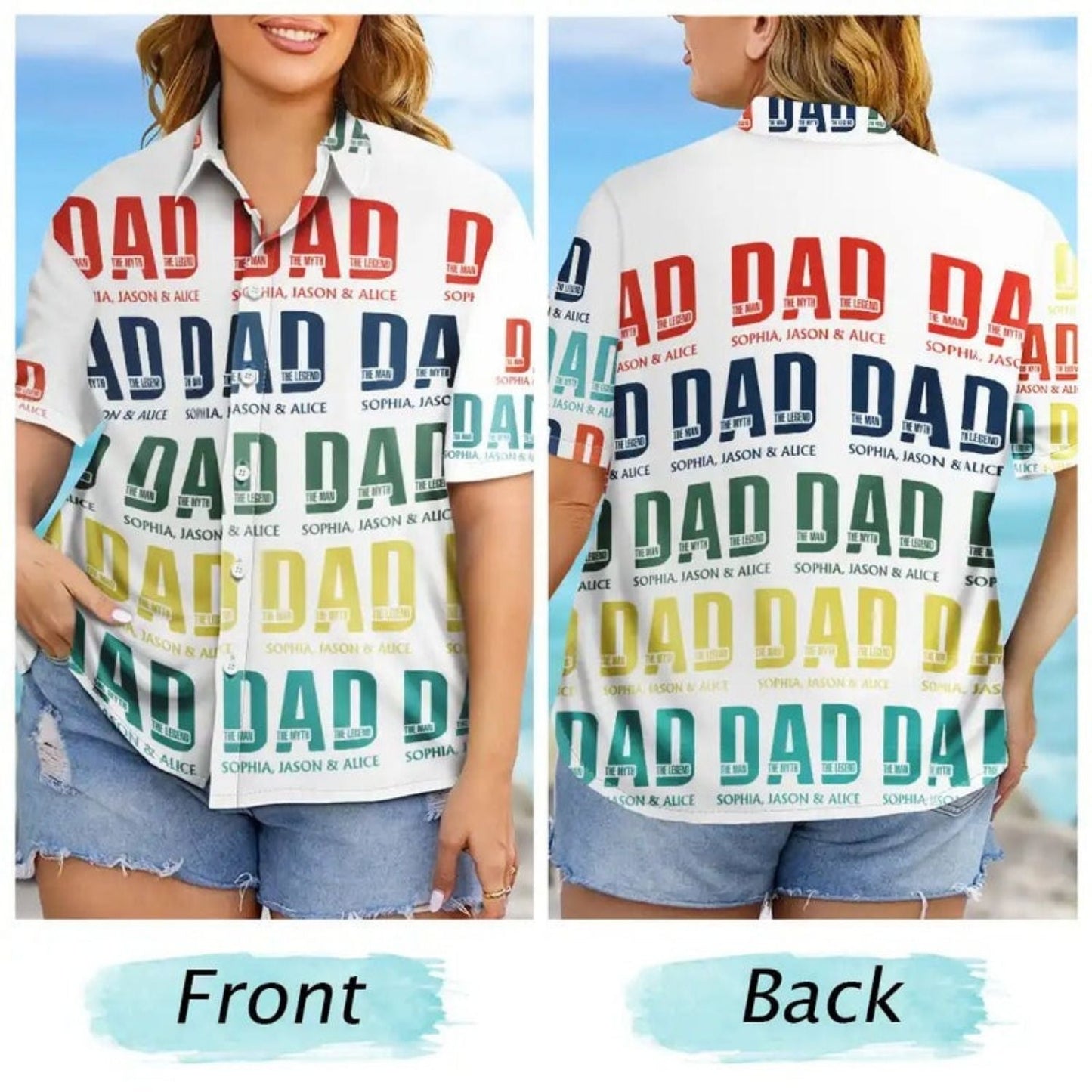 Custom Photo Gift Father Dad Man Myth Hawaiian Shirt For Coastal Travel And Summer Outings