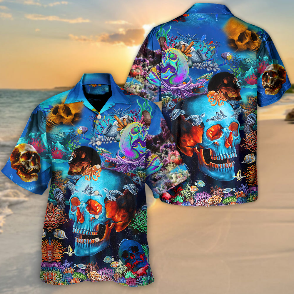 Ocean Skull Hawaiian Shirt For Island Trips Summer Gatherings And Comfortable Daily Wear