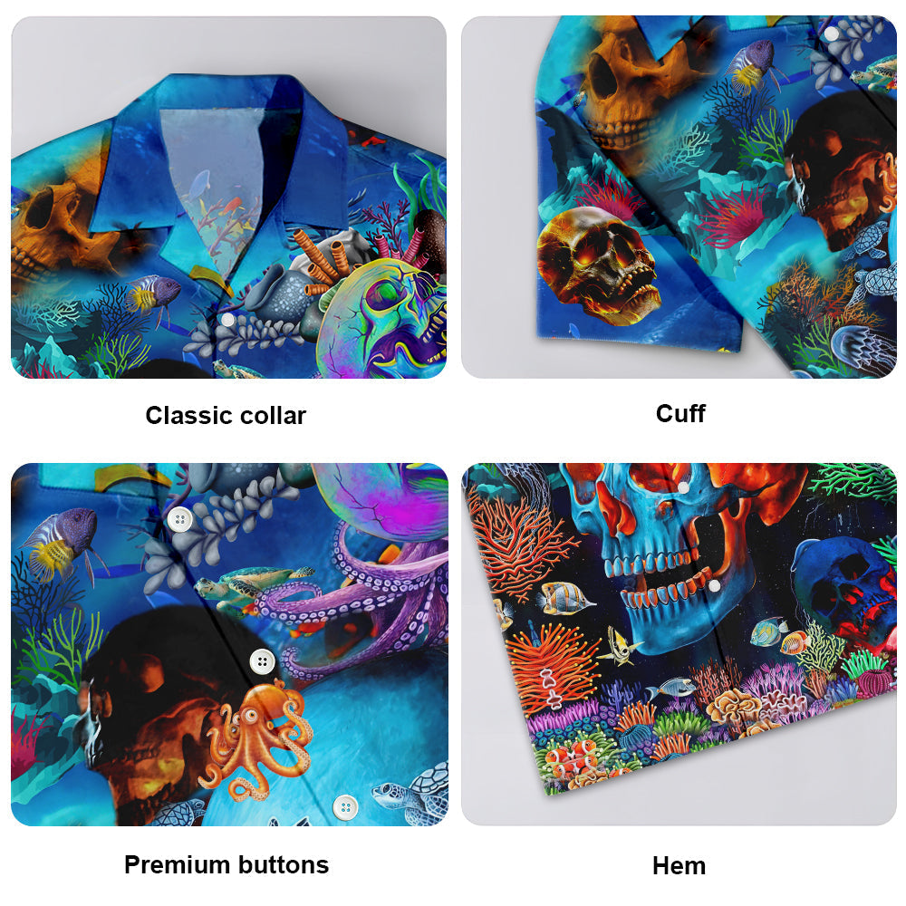 Ocean Skull Hawaiian Shirt For Island Trips Summer Gatherings And Comfortable Daily Wear