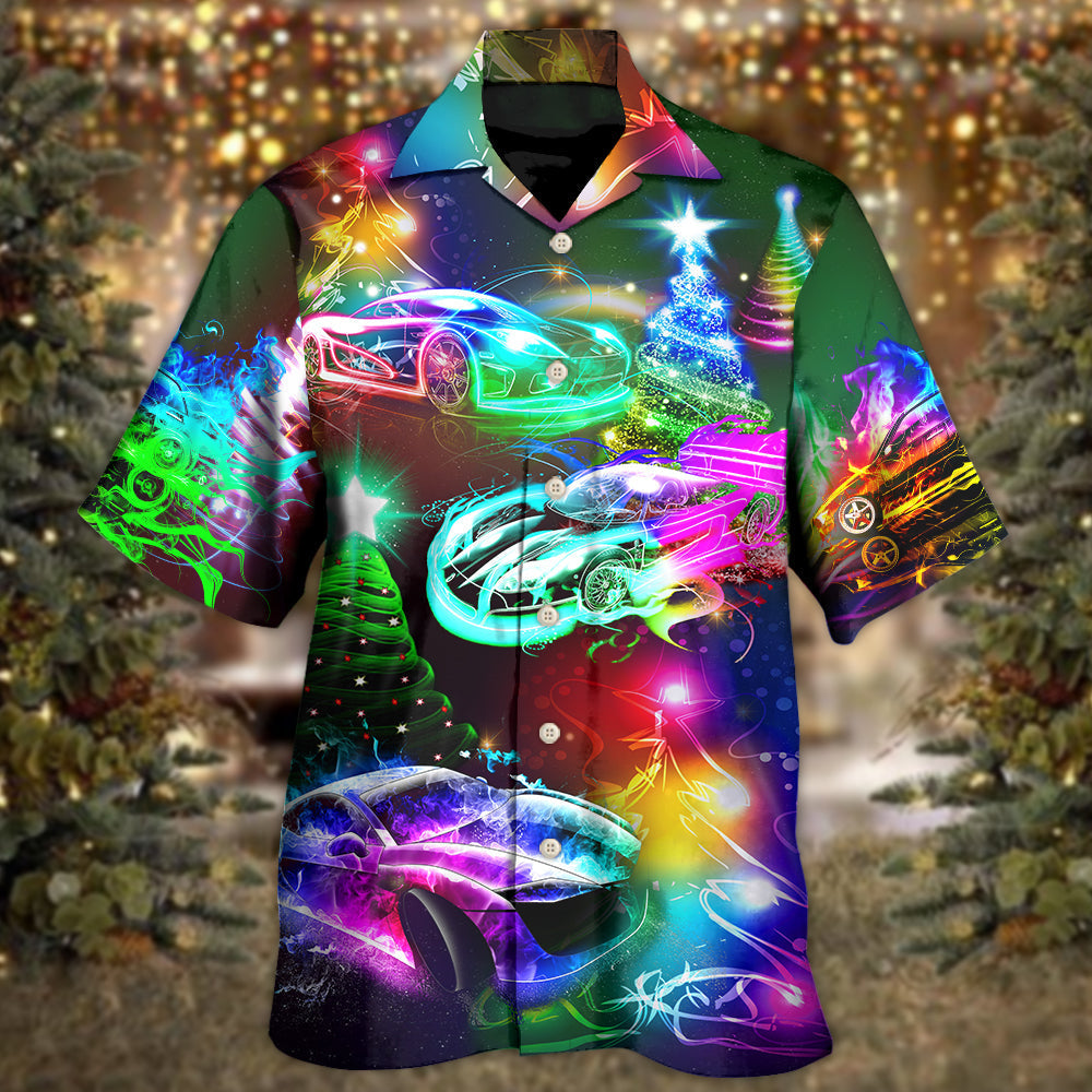 Happy Car Racing Christmas Everything Hawaiian Shirt Design View For Casual Summer Styling