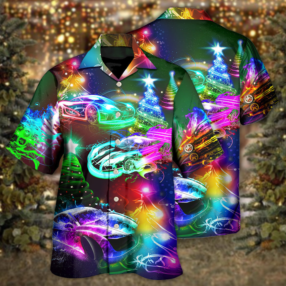 Happy Car Racing Christmas Everything Hawaiian Shirt For Beach Parties And Weekend Getaways