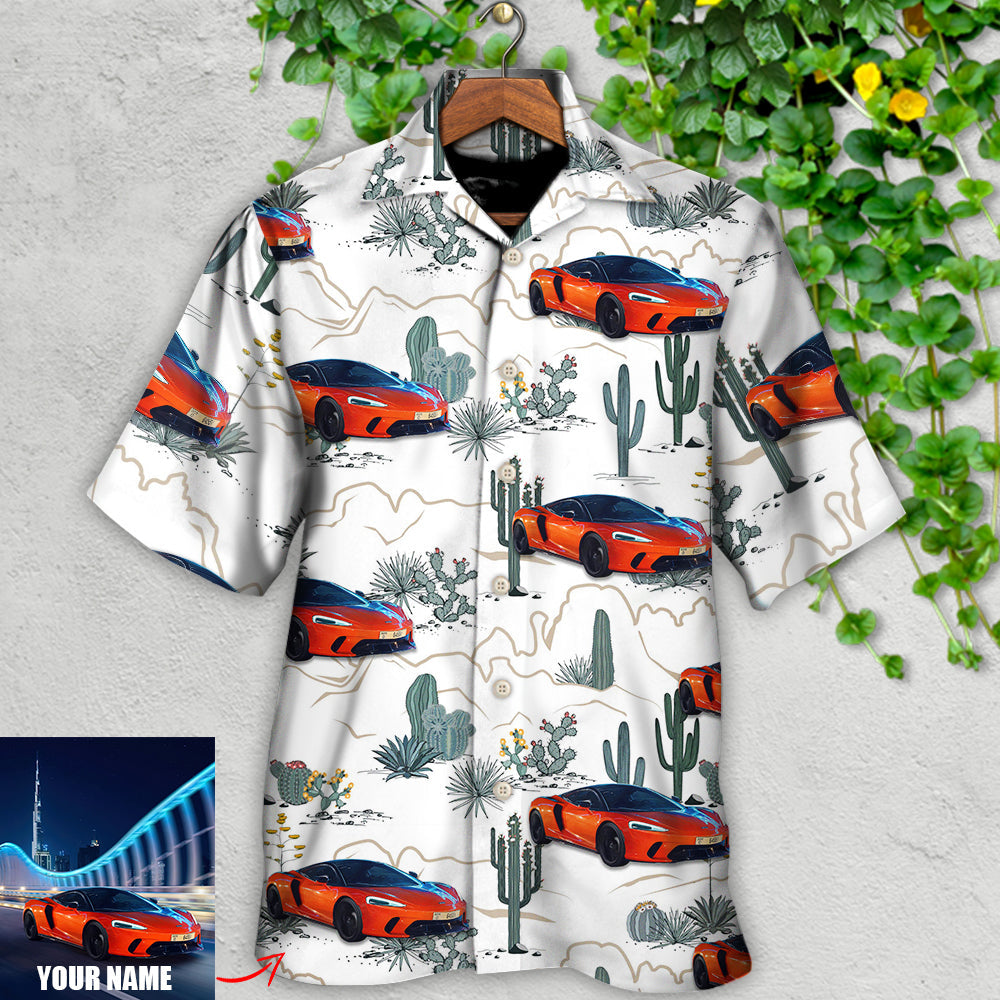 Car Desert Mountains Blooming Cacti Opuntia Saguaro Hawaiian Shirt For Warm Weather Adventures And Everyday Comfort