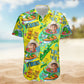 Dinosaur Personalized Photo Surfing Ride Wave Summer Hawaiian Shirt For Warm Weather Events And Casual Wear