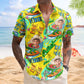 Dinosaur Personalized Photo Surfing Ride Wave Summer Hawaiian Shirt For Warm Weather Events And Casual Wear