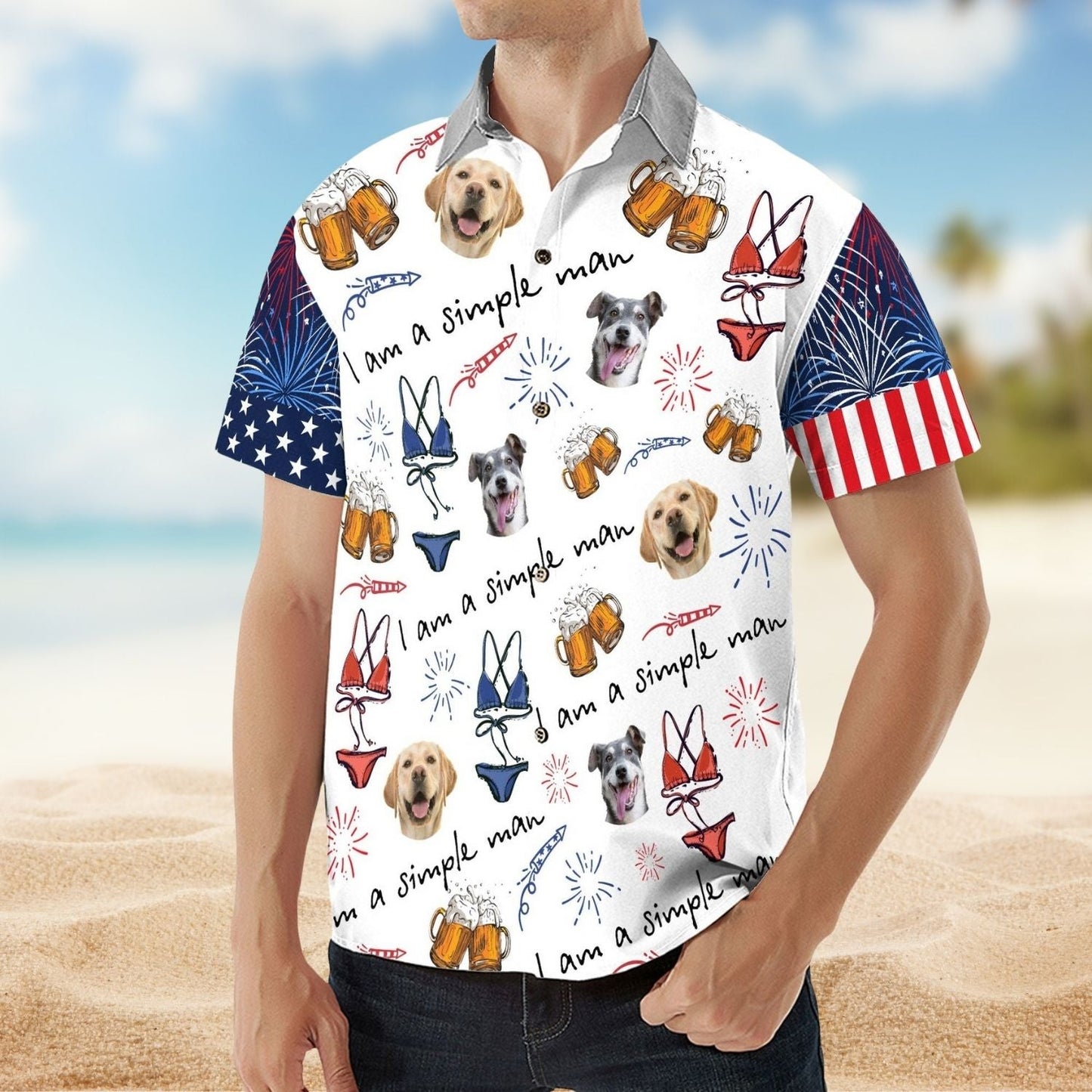 Dog Custom Photo Aloha Am Simple Man Hawaiian Shirt For Custom Photo Gifts, Sunny Getaways, And Relaxed Outdoor Styling
