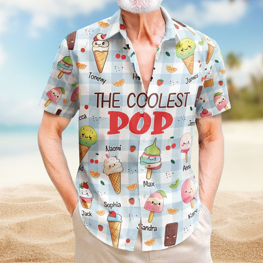 Custom Aloha Coolest Pop Kids Names Personalized Hawaiian Shirt For Coastal Travel And Summer Outings
