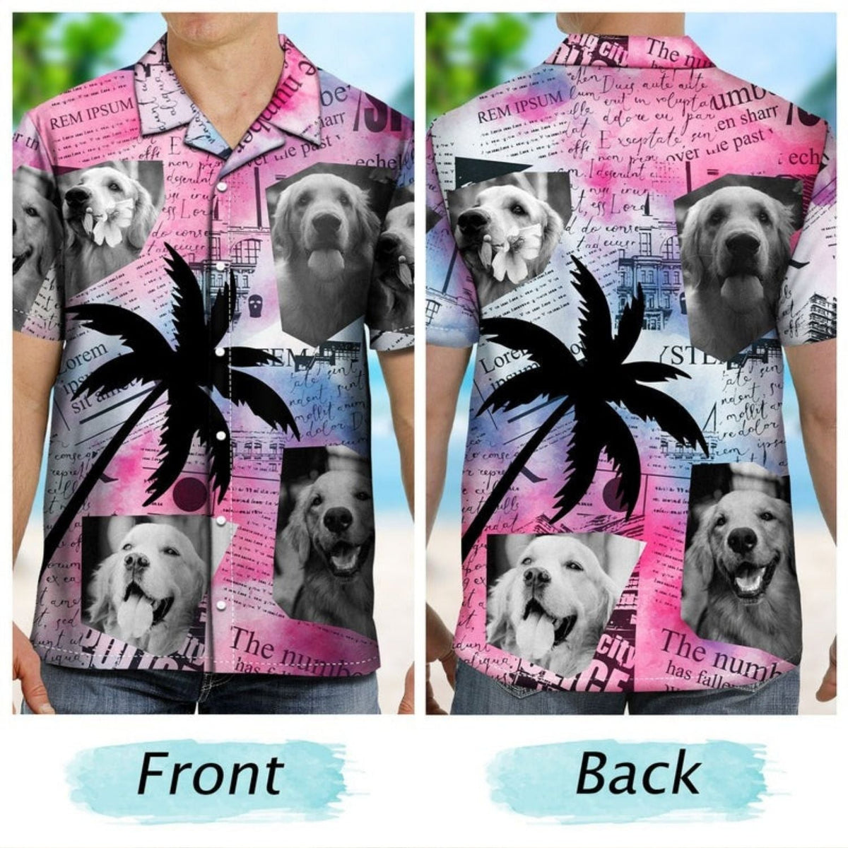 Tropical Funny Beach Vacation Custom Photo Newspaper Hawaiian Shirt For Tropical Holidays And Casual Wear