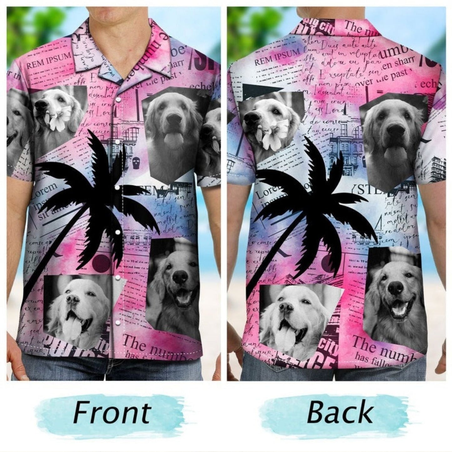 Tropical Funny Beach Vacation Custom Photo Newspaper Hawaiian Shirt For Tropical Holidays And Casual Wear
