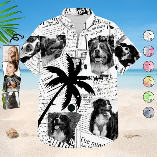 Tropical Funny Beach Vacation Custom Photo Newspaper Hawaiian Shirt For Tropical Holidays And Casual Wear