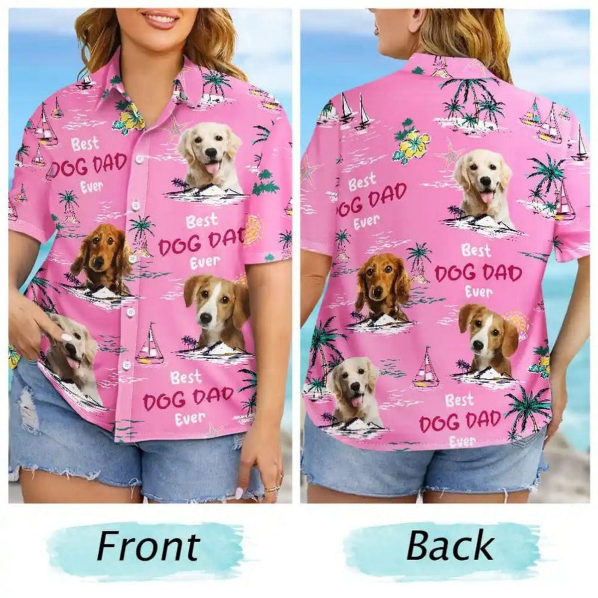 Tropical Dog Custom Photo Dad Island Personalized Hawaiian Shirt For Personalized Vacation Style And Beach Travel