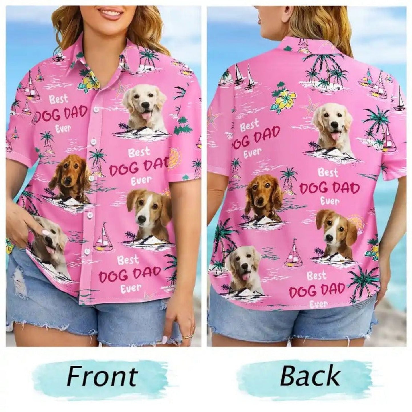 Tropical Dog Custom Photo Dad Island Personalized Hawaiian Shirt For Personalized Vacation Style And Beach Travel