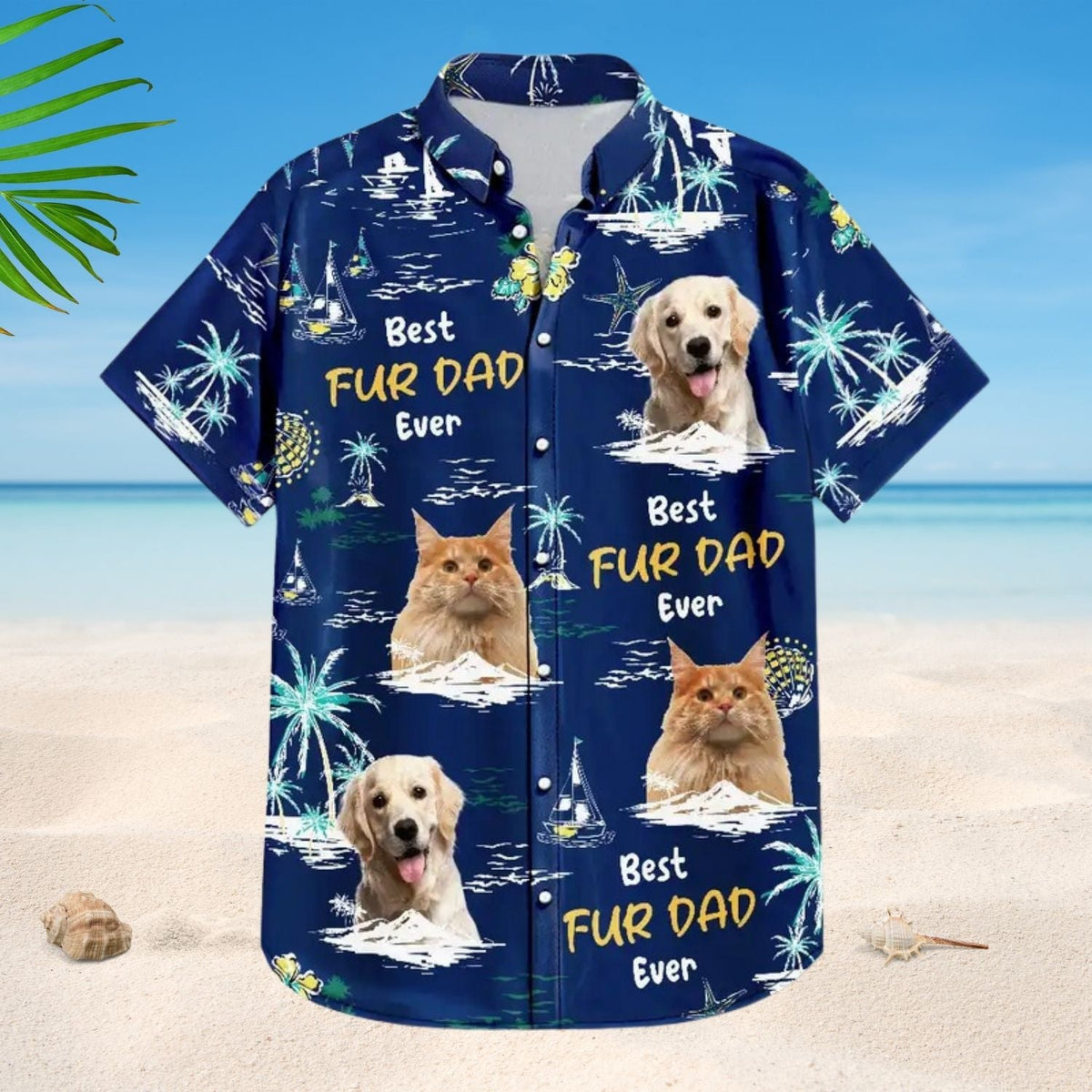 Tropical Dog Custom Photo Dad Island Personalized Hawaiian Shirt For Personalized Vacation Style And Beach Travel