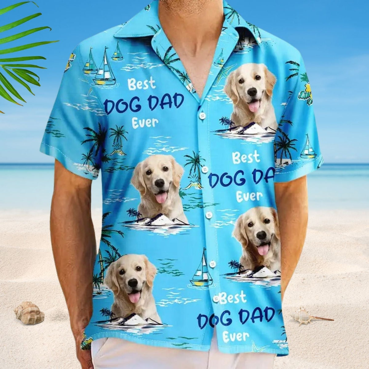 Tropical Dog Custom Photo Dad Island Personalized Hawaiian Shirt For Personalized Vacation Style And Beach Travel