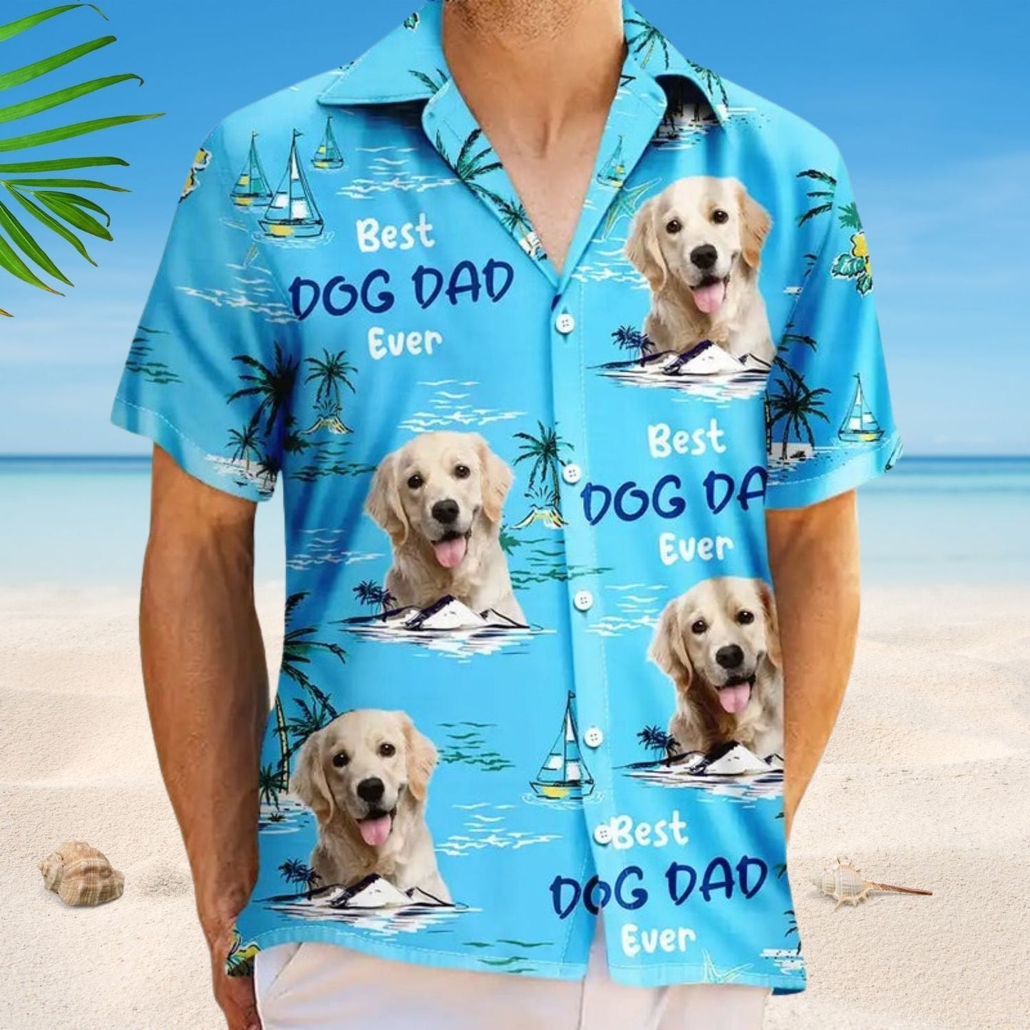 Tropical Dog Custom Photo Dad Island Personalized Hawaiian Shirt For Personalized Vacation Style And Beach Travel