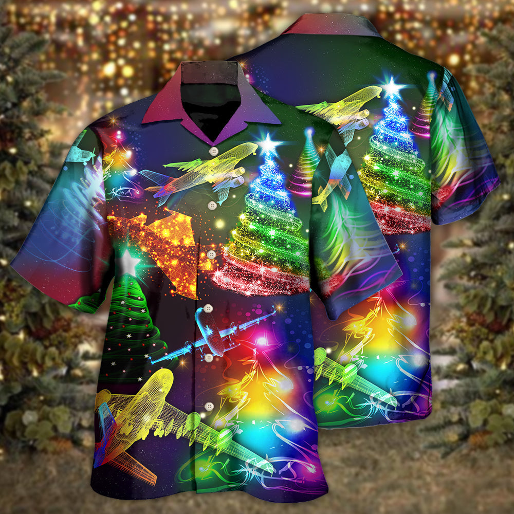 Happy Combat Aircraft Christmas Everything Hawaiian Shirt Artwork View For Coastal Escapes And Resort Style