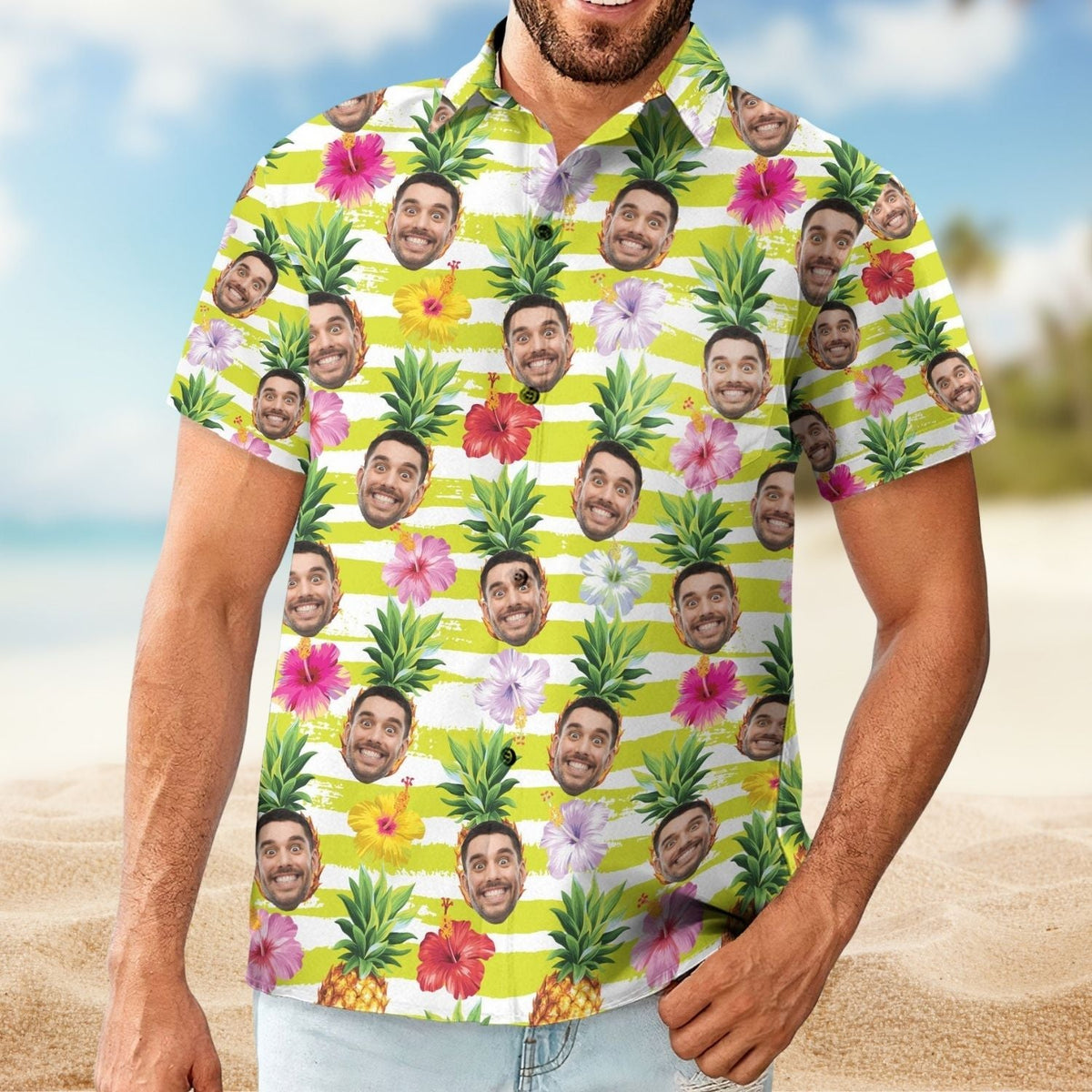 Funny Custom Face Pineapple Personalized Photo Hawaiian Shirt For Personalized Vacation Style And Beach Travel