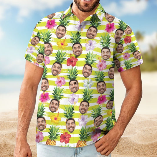 Funny Custom Face Pineapple Personalized Photo Hawaiian Shirt For Personalized Vacation Style And Beach Travel