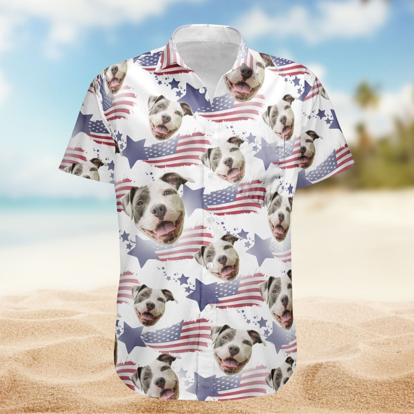 Dog Custom Photo Aloha Dad Personalized Hawaiian Shirt For Beach Parties, Coastal Travel, And Relaxed Warm Weather Style