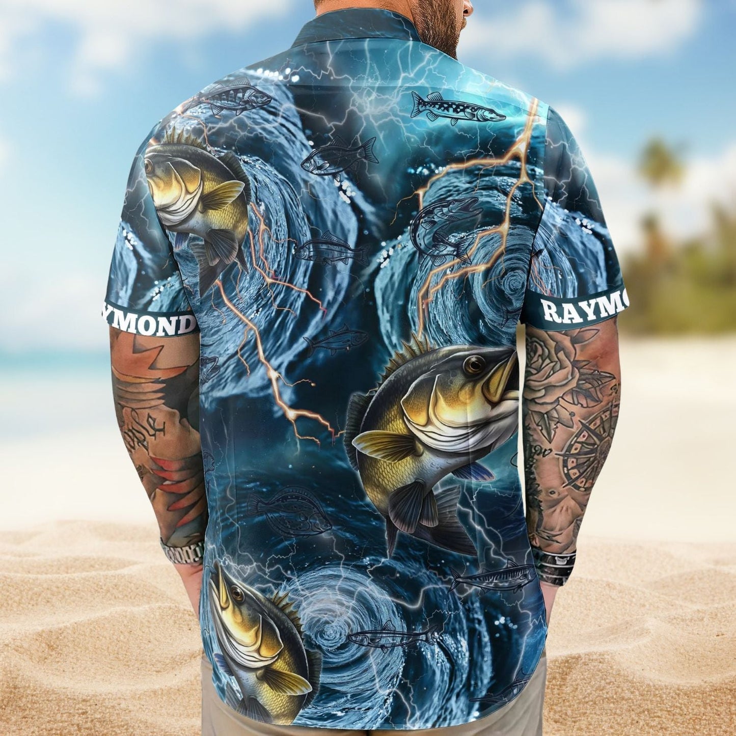 Fish Fishing Bass Whirlpool Ocean Aloha Men Hawaiian Shirt For Ocean Lovers And Coastal Travel