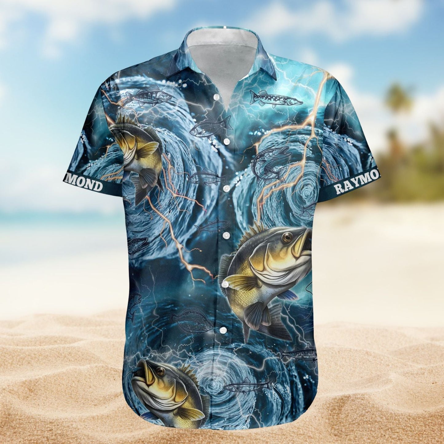 Fish Fishing Bass Whirlpool Ocean Aloha Men Hawaiian Shirt For Ocean Lovers And Coastal Travel
