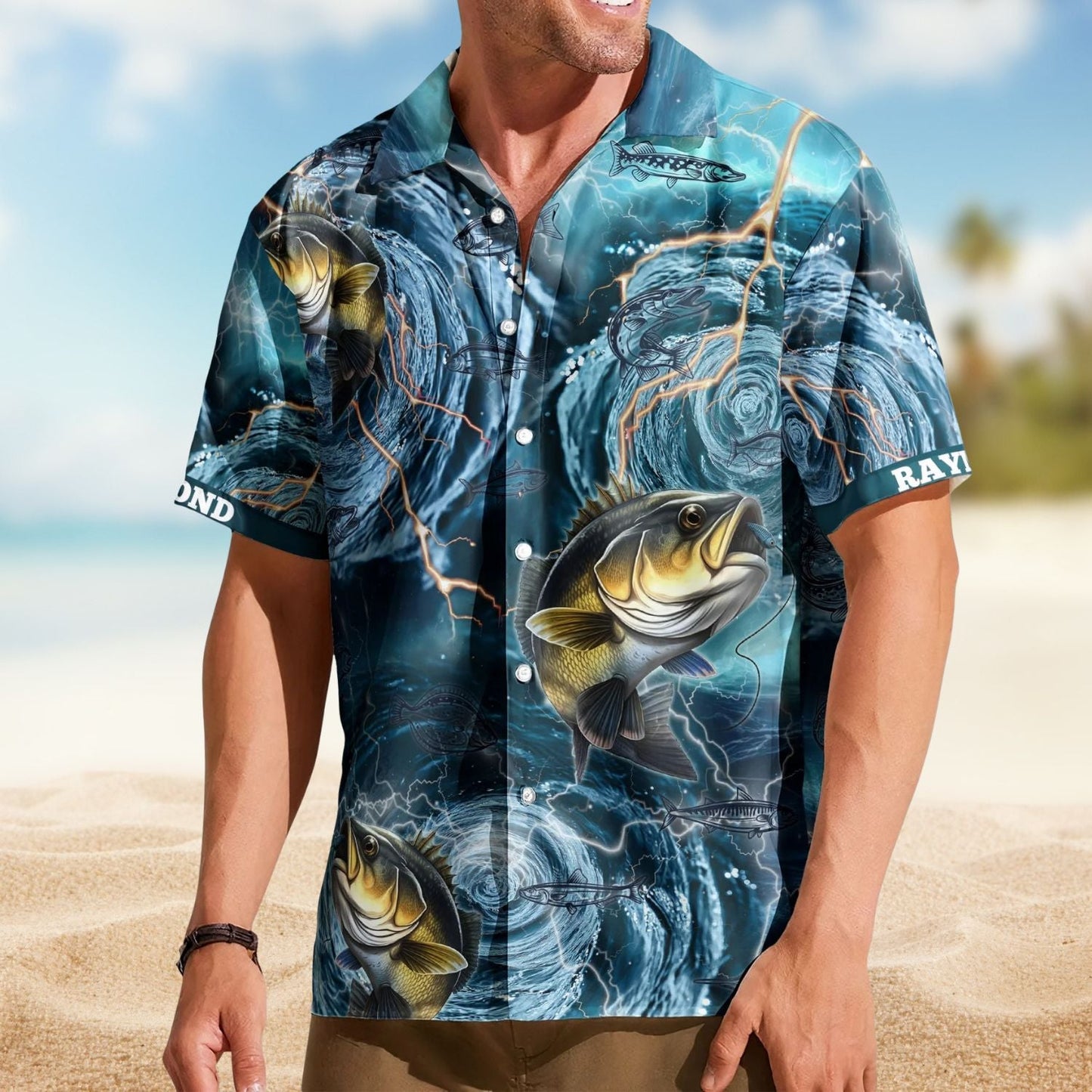 Fish Fishing Bass Whirlpool Ocean Aloha Men Hawaiian Shirt For Ocean Lovers And Coastal Travel