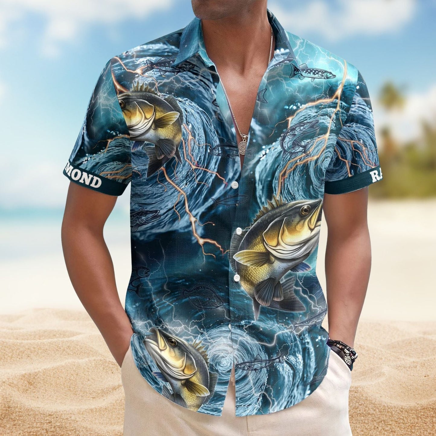 Fish Fishing Bass Whirlpool Ocean Aloha Men Hawaiian Shirt For Ocean Lovers And Coastal Travel