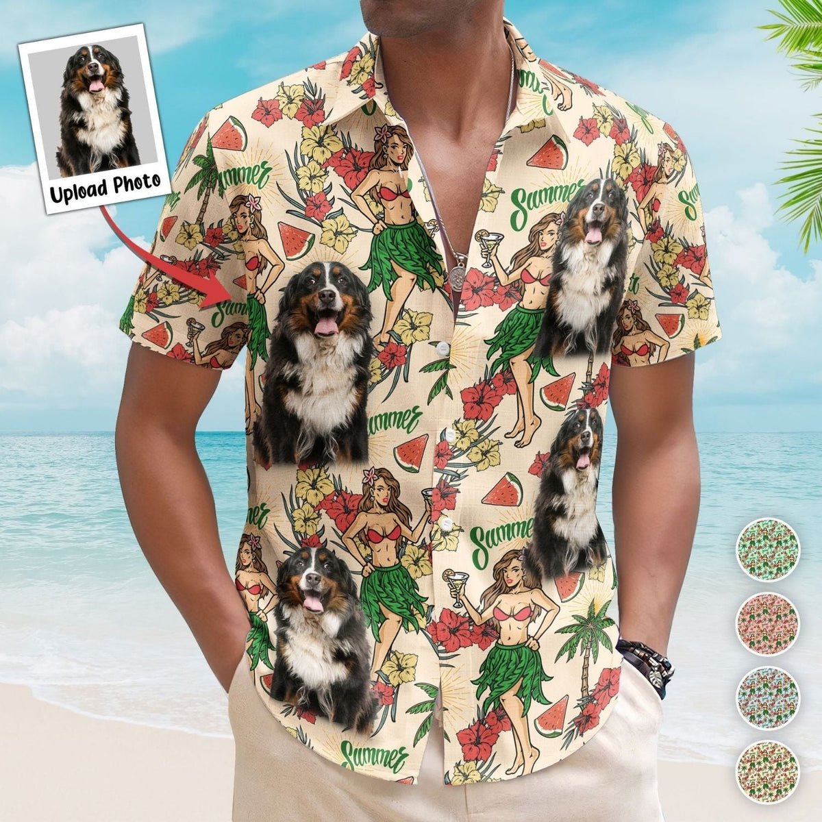 Tropical Personalized Aloha Custom Photo Hula Girl Hawaiian Shirt For Personalized Vacation Style And Beach Travel