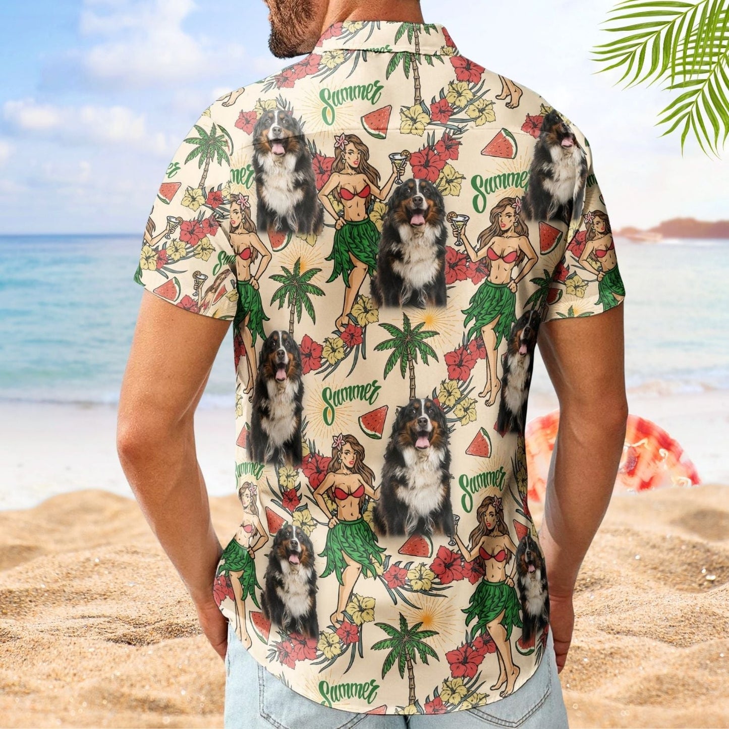 Tropical Personalized Aloha Custom Photo Hula Girl Hawaiian Shirt For Personalized Vacation Style And Beach Travel