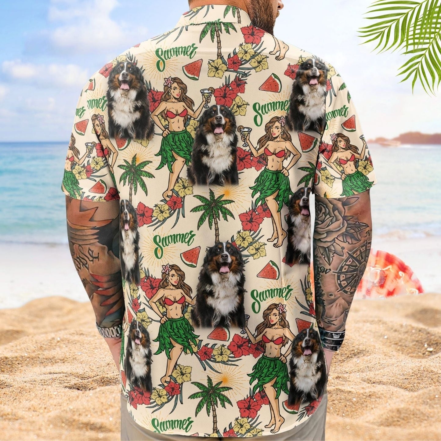 Tropical Personalized Aloha Custom Photo Hula Girl Hawaiian Shirt For Personalized Vacation Style And Beach Travel