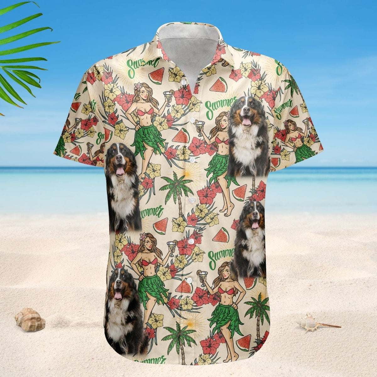 Tropical Personalized Aloha Custom Photo Hula Girl Hawaiian Shirt For Personalized Vacation Style And Beach Travel