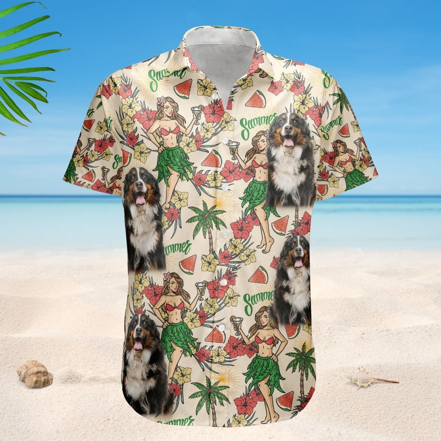 Tropical Personalized Aloha Custom Photo Hula Girl Hawaiian Shirt For Personalized Vacation Style And Beach Travel