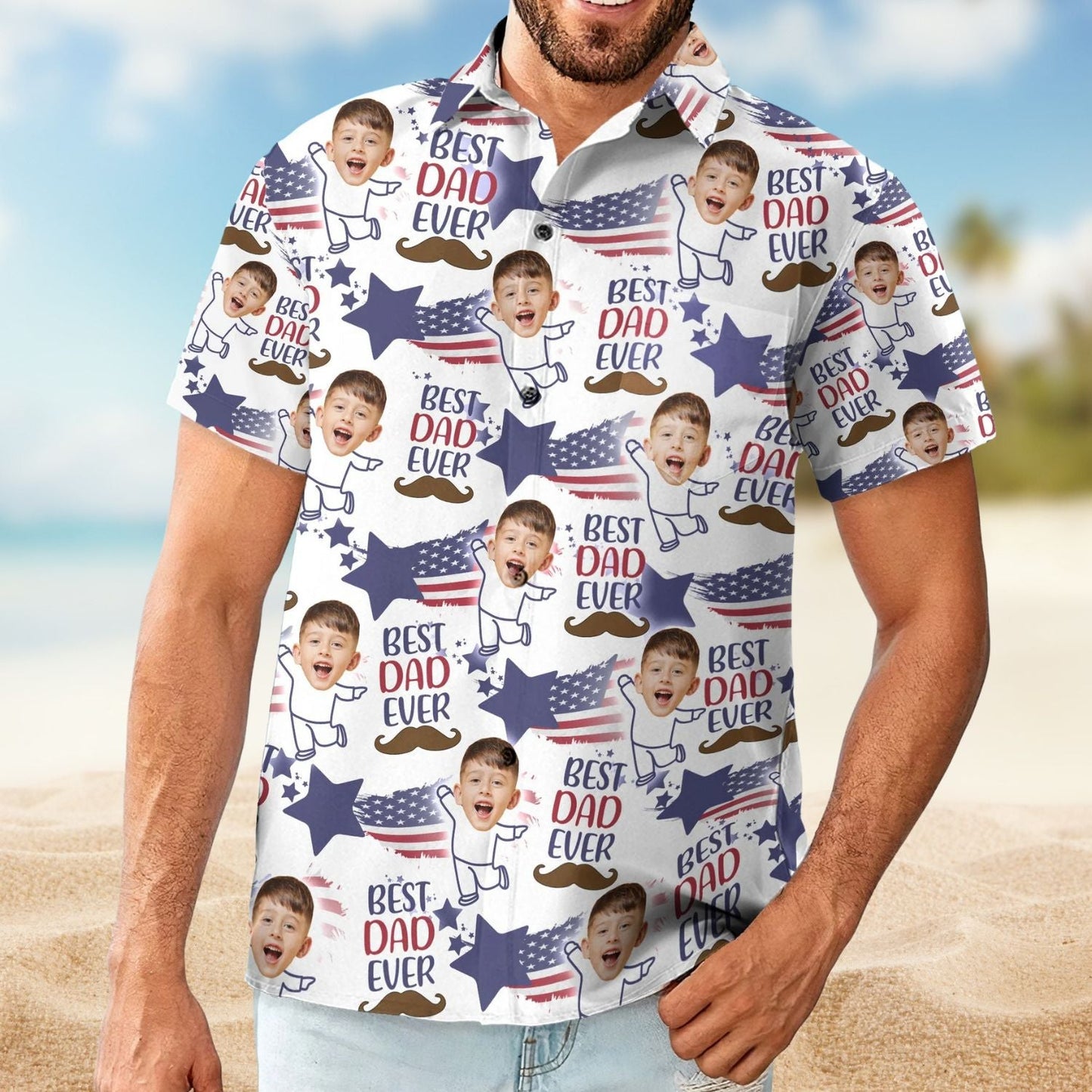 Dad Photo Insert Personalized Hawaiian Shirt For Beach Days And Outdoor Gatherings
