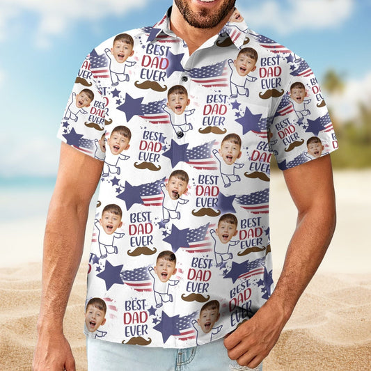 Dad Photo Insert Personalized Hawaiian Shirt For Beach Days And Outdoor Gatherings