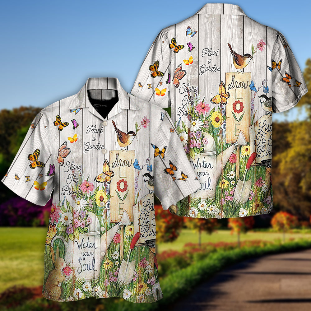 Gardening Plant Garden Birds Hawaiian Shirt Artwork View For Outdoor Gatherings