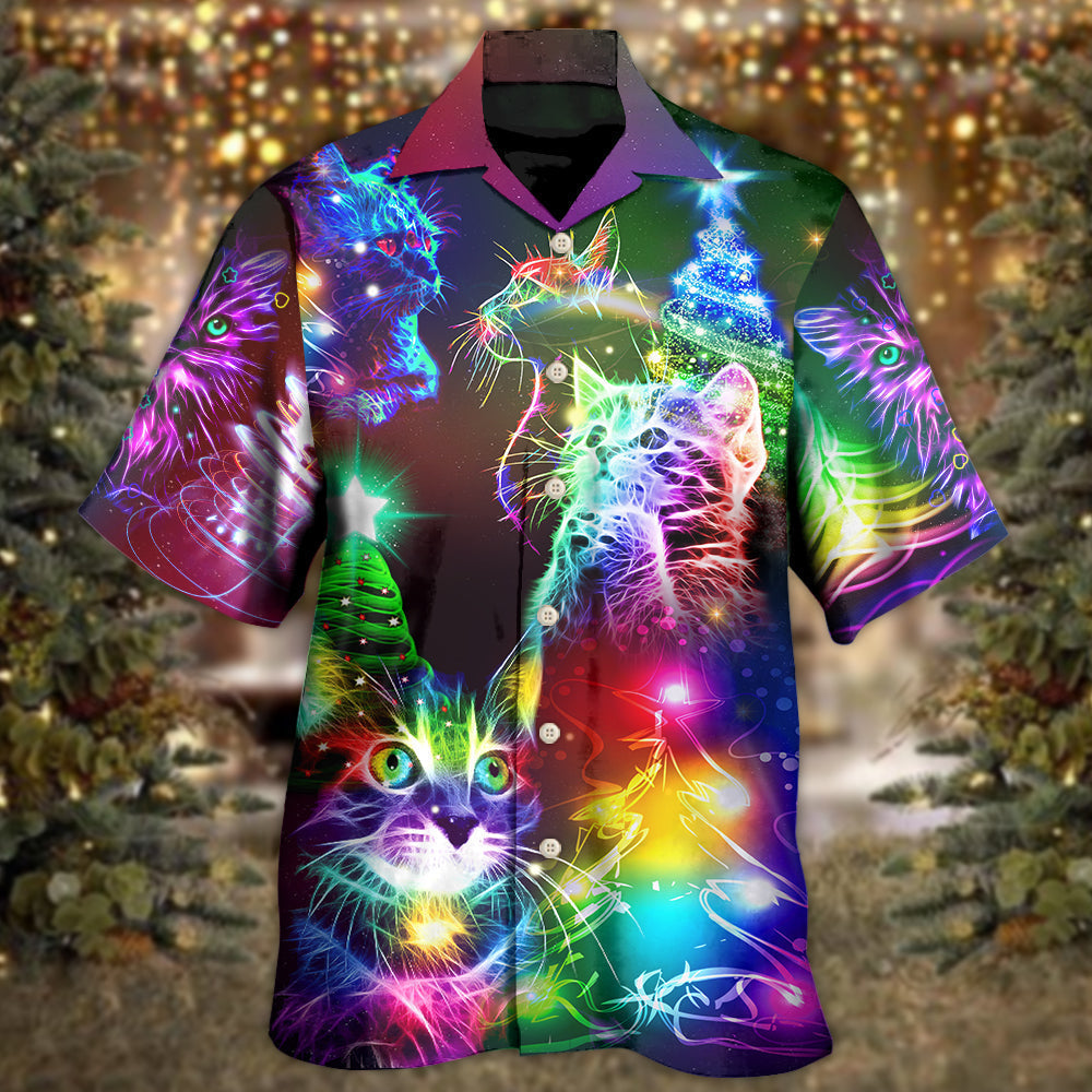 Happy Cat Christmas Everything Hawaiian Shirt Design Detail For Beach Days And Holiday Travel