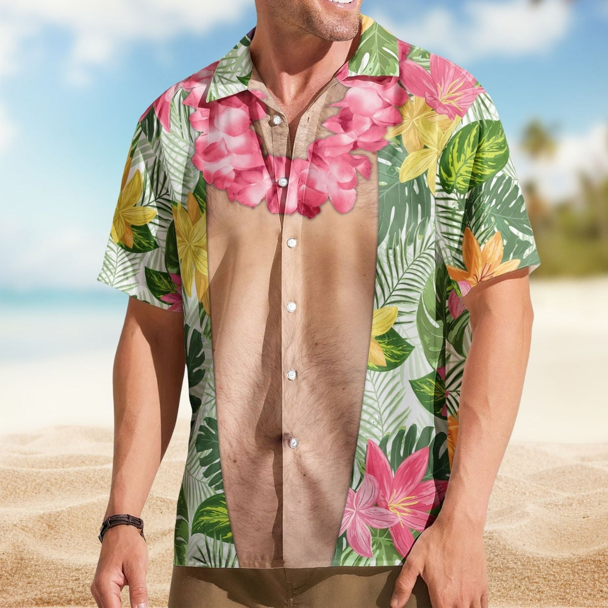 Funny Tropical Floral Novelty Vacation Big Belly Hawaiian Shirt For Nature Lovers And Coastal Travel