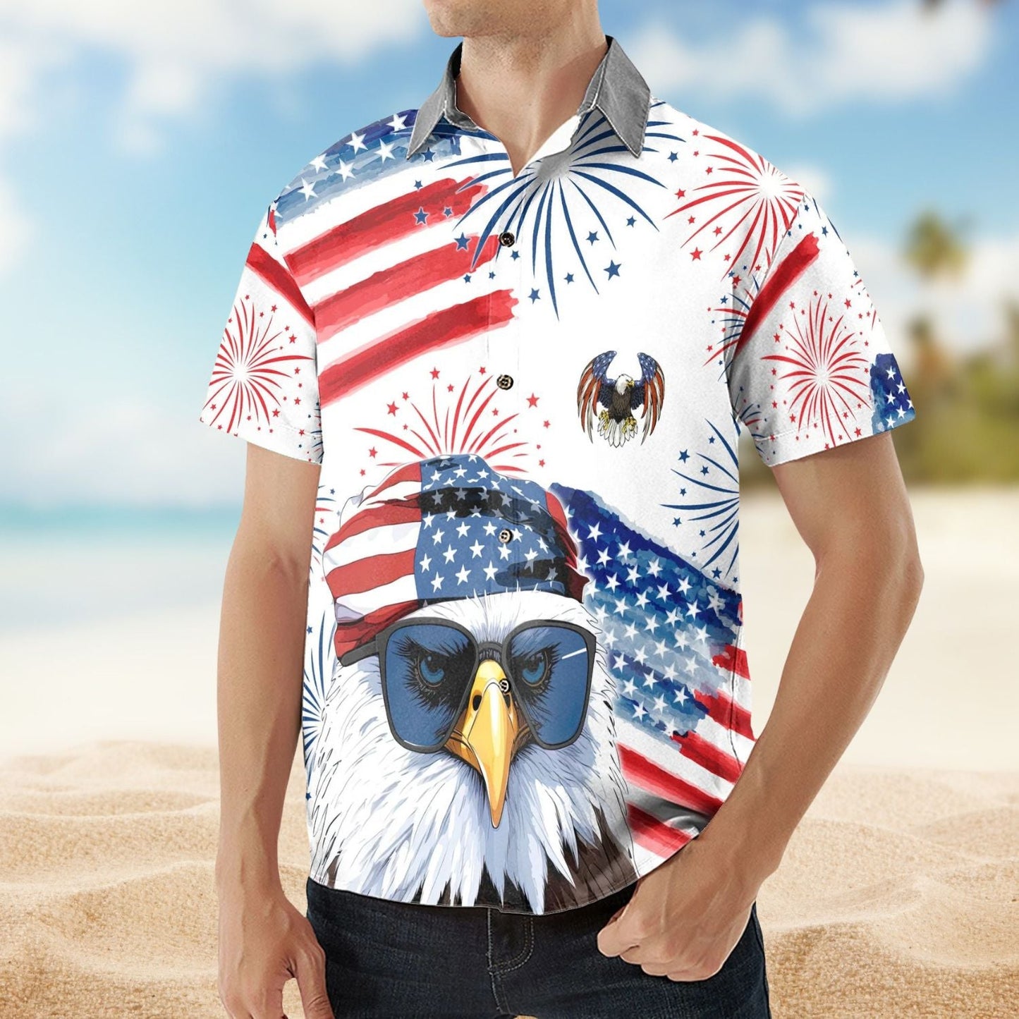 Patriotic American Dad Grandpa Papa Personalized Back Hawaiian Shirt For Personalized Vacation Style And Beach Travel
