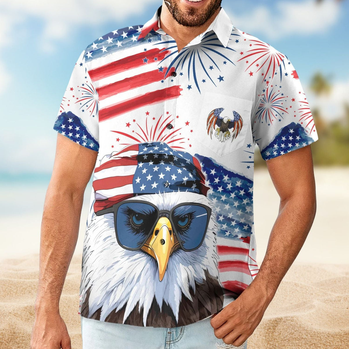 Patriotic American Dad Grandpa Papa Personalized Back Hawaiian Shirt For Personalized Vacation Style And Beach Travel