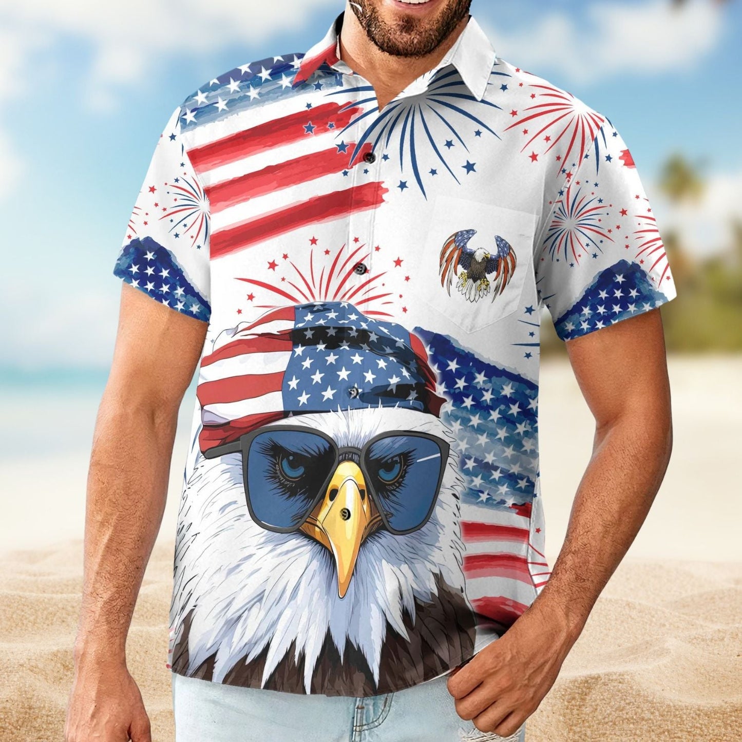 Patriotic American Dad Grandpa Papa Personalized Back Hawaiian Shirt For Personalized Vacation Style And Beach Travel