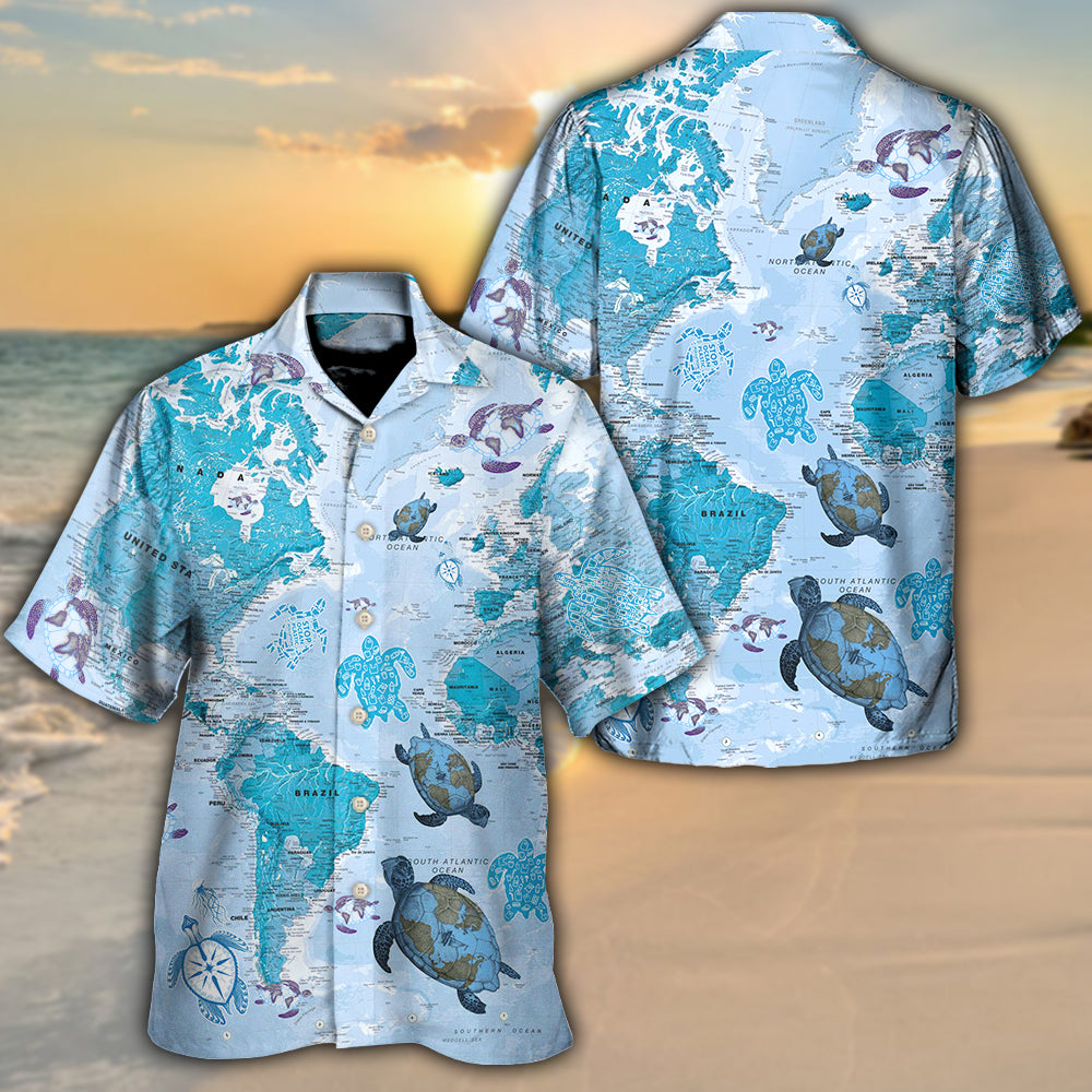 Turtle Awesome Map Hawaiian Shirt For Seaside Adventures And Resort Trips