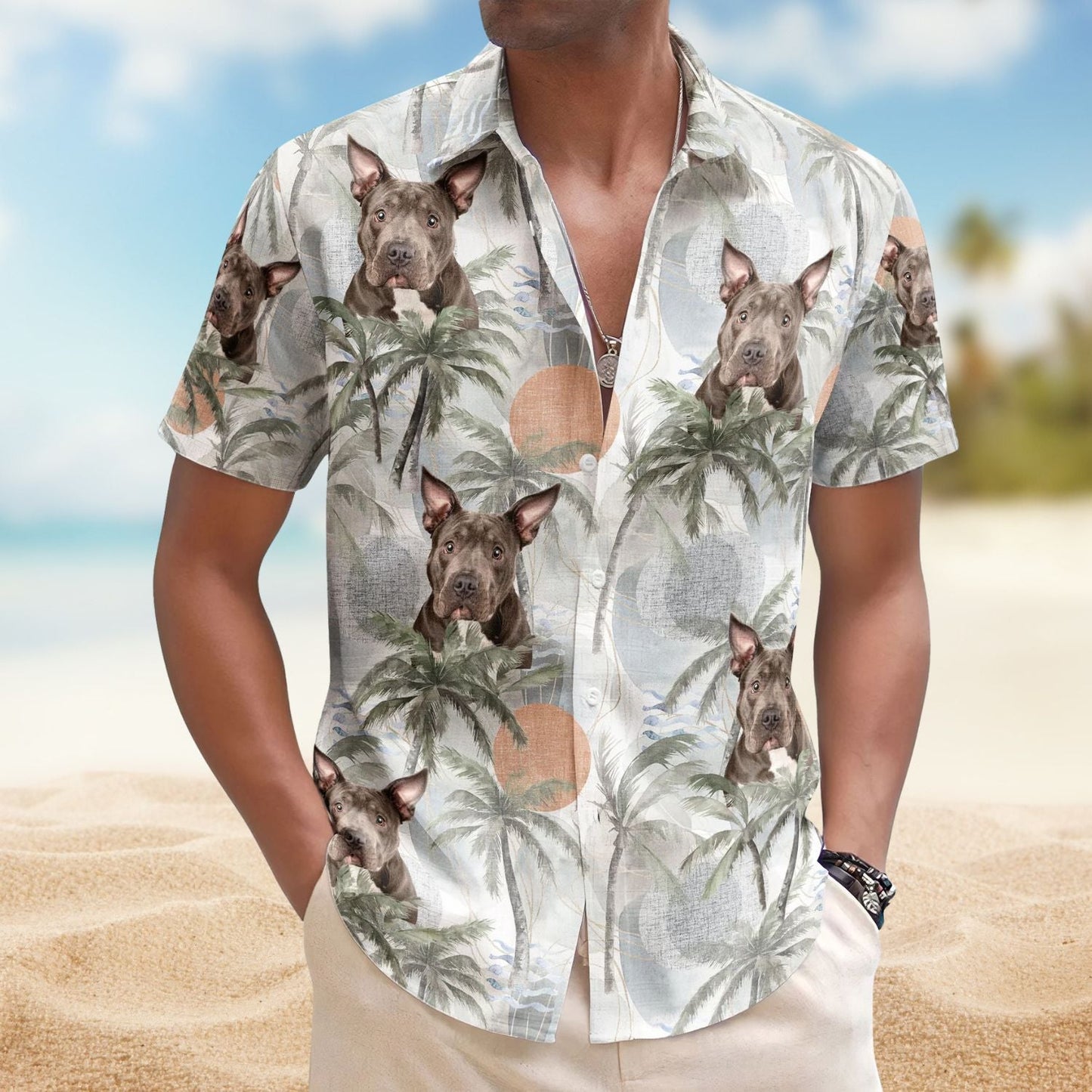 Tropical Dog Cat Personalized Photo Hawaiian Shirt For Sunny Getaways, Weekend Travel, And Relaxed Everyday Styling